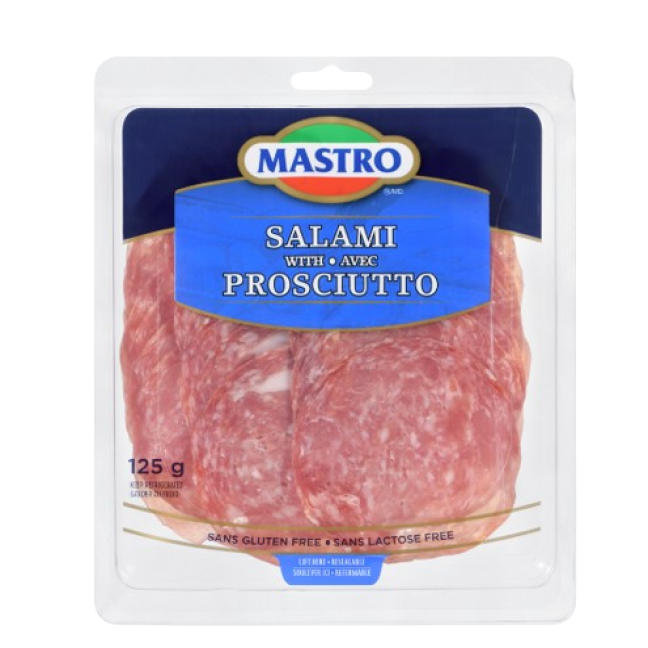 Sliced salami with prosciutto