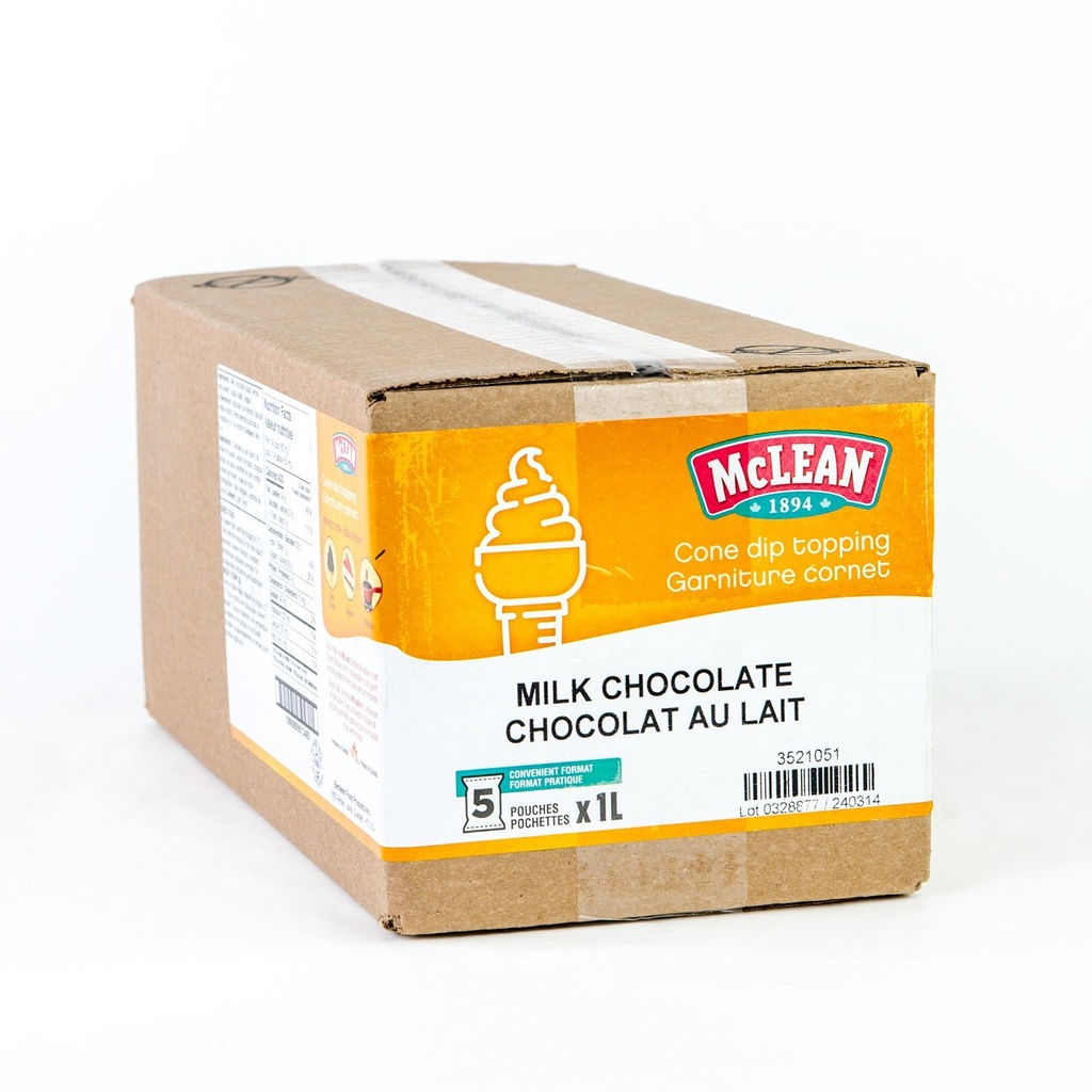 Enrobage chocolat au lait pour cornet 5 L