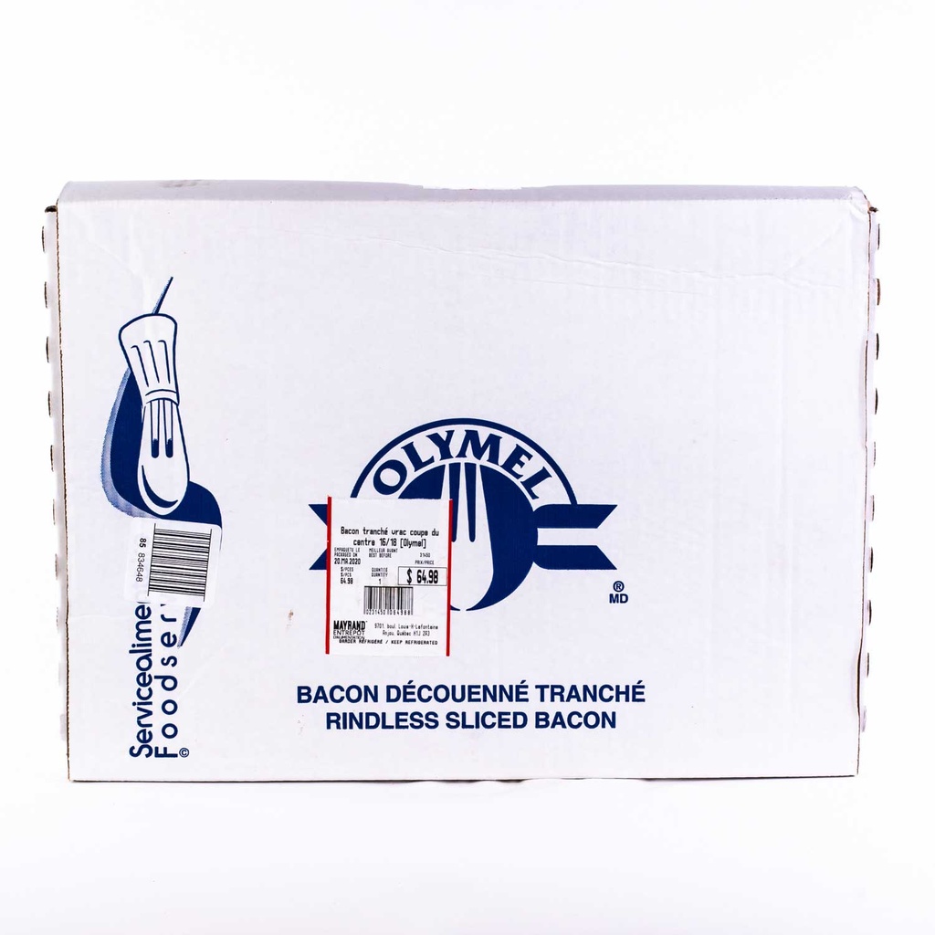 Rindless Sliced Bacon Center Cut 16/18 5 kg