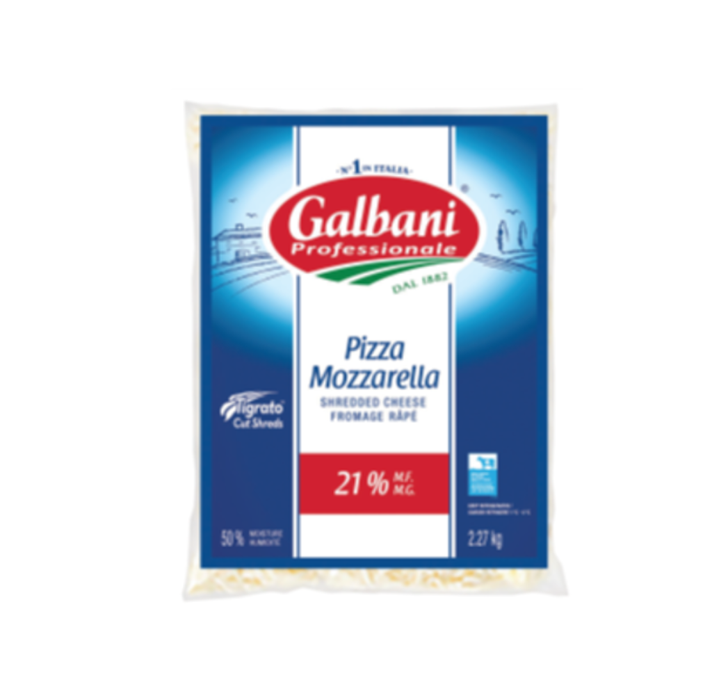 Mozzarella 21% sans lactose râpé 2,27 kg