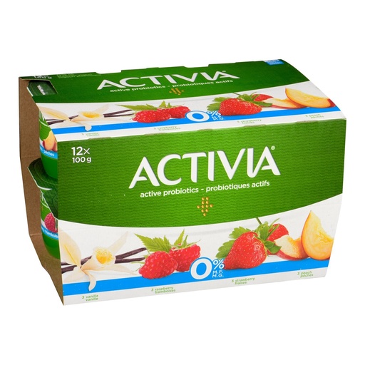 [MAY-10430] Yogourt 0% vanille, framboise et pêche 100 g x12